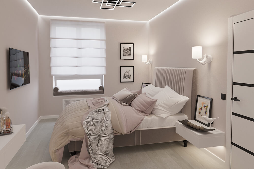 Дизайн проект спальни в квартире для молодой семьи
