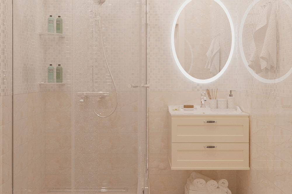 Дизайн интерьера ванной комнаты на ул. Крылова, 49