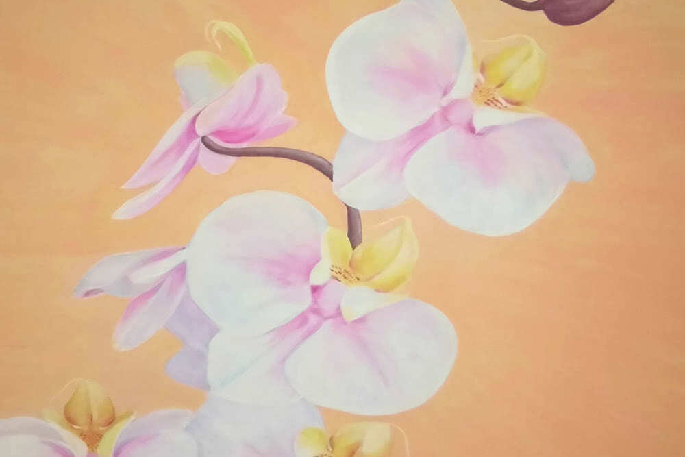 Живопись «Орхидеи», масло, холст, 80х35см